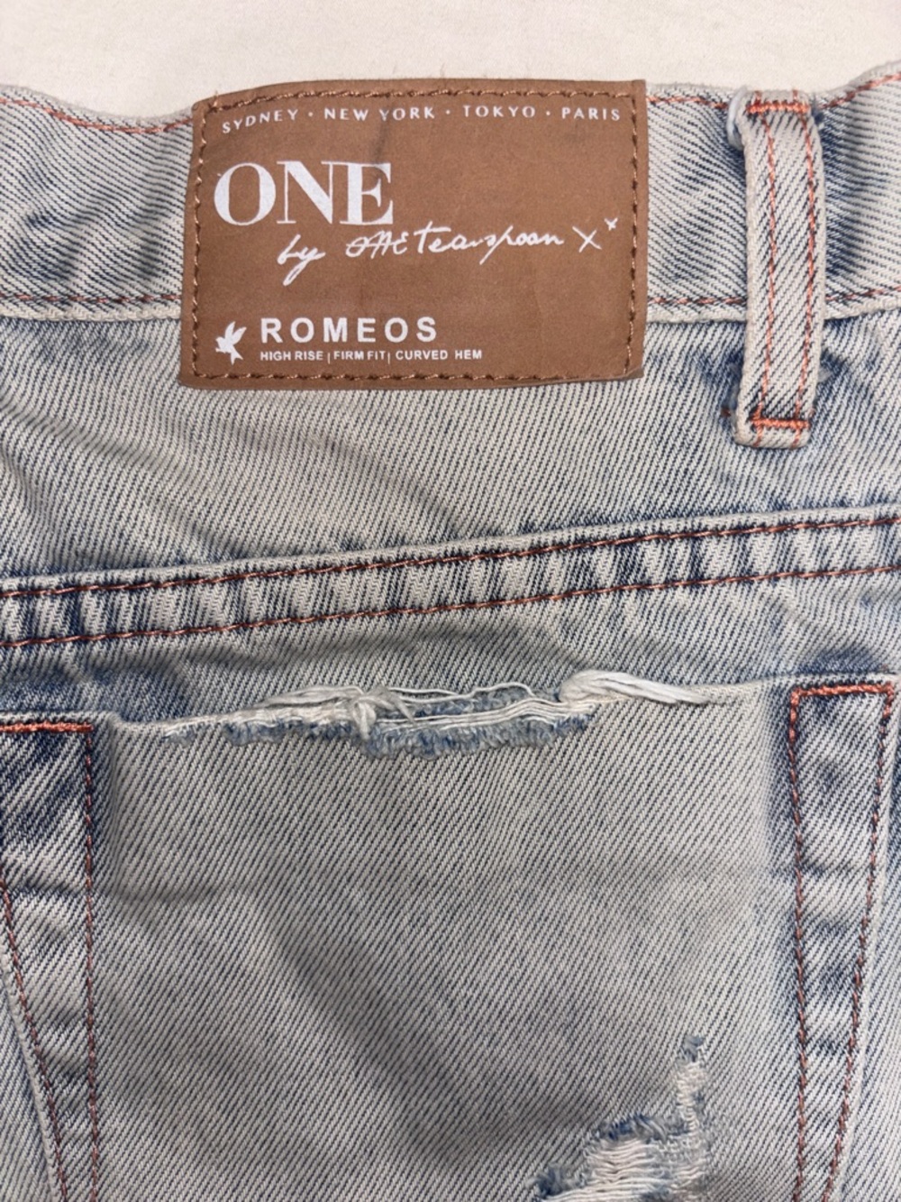 Y2K One Teaspoon Romeos Denim Cutoff Shorts streetwear grunge boho 28 light wash - Picture 9 of 12